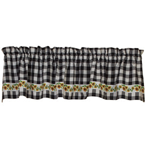 Black And White Buffalo Check Sunflower Valance - Amethyst Designs Country Mercantile