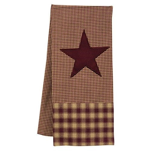 Burgundy Star Dish Towel - Amethyst Designs Country Mercantile