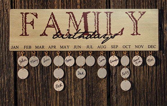 Family Birthday Calendar Sign - Amethyst Designs Country Mercantile