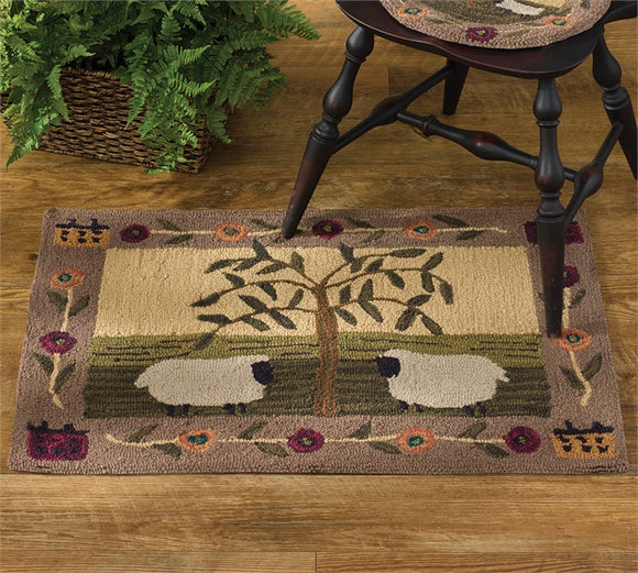 Willow and Sheep Hooked Rug by Park Designs - Amethyst Designs Country Mercantile