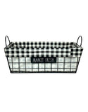 Rae Dunn "Market Fresh" Black and White Checkered Wire Basket