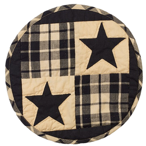 Black Farmhouse Star Quilted Mat 15"