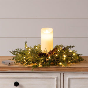 Christmas Cedar LED 19" Candle Ring