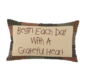 Begin Each Day Embroidered Pillow