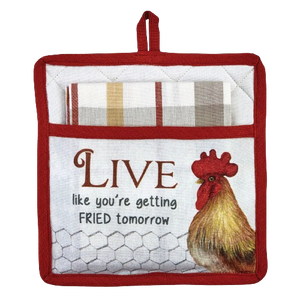 Live Like You're Fried Pocket Potholder Set