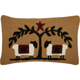 Heritage Farms Sheep and Star Hooked Pillow