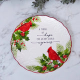 Cardinal and Holly Ceramic Plate