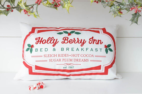 Holly Berry Inn Two-Sided Pillow