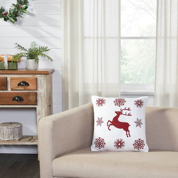 Scandia Snowflake Red White Pillow