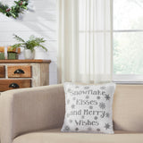 Yuletide Burlap Snowflake Kisses Pillow