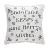 Yuletide Burlap Snowflake Kisses Pillow