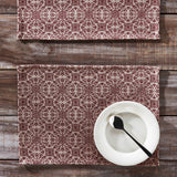Custom House Burgundy & Tan Placemat Set of 2