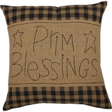 Black Check Prim Blessings 12" x 12" Pillow