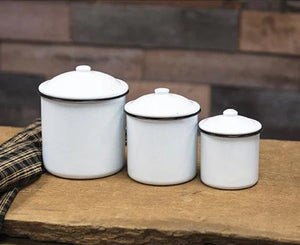 Black Rim Enamelware Canister Set