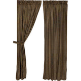 Black Check Scalloped Curtain Panels and Tiebacks