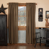 Black Check Scalloped Curtain Panels and Tiebacks