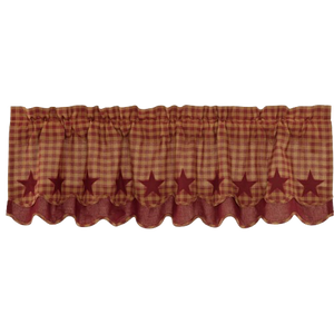 Burgundy Star Scalloped Layered Valance