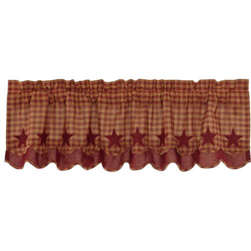 Burgundy Star Scalloped Layered Valance