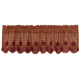 Burgundy Star Scalloped Layered Valance