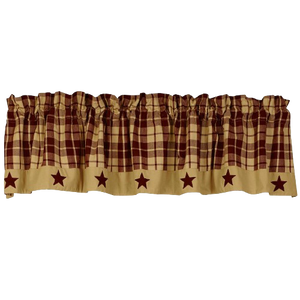 Burgundy Farmhouse Star Lined Valance