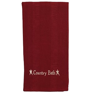 Burgundy Embroidered "Country Bath" Towel