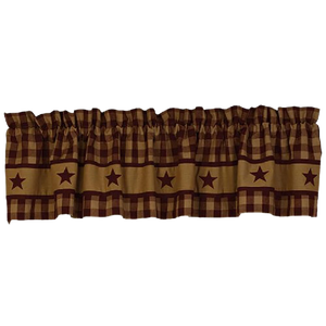 Cranberry Country Star Lined Valance