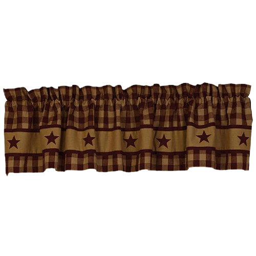 Cranberry Country Star Lined Valance