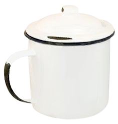 White Enamelware Mug With Cover