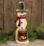 Rustic Wood Top Hat Snowman Candle Shelf