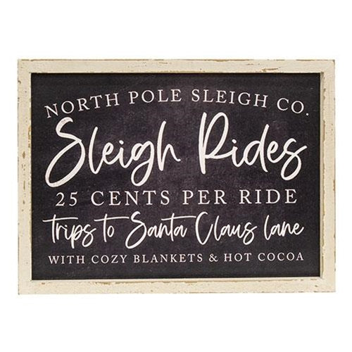 North Pole Sleigh Rides Wooden Sign