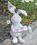 Sitting Fabric 14.5" Bunny with Plaid Carrot