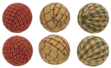 Primitive Gingham Rag Balls Set of 6