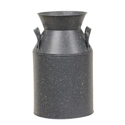 Gray Speckled Metal Milk Bucket