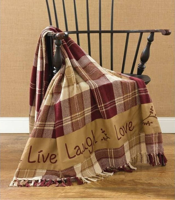 Live Love Laugh Plaid Farmhouse Throw