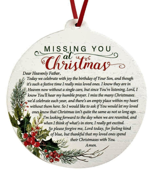 Missing You At Christmas Memorial Ornament