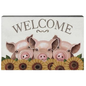 Piggies & Sunflower Box 14" Sign