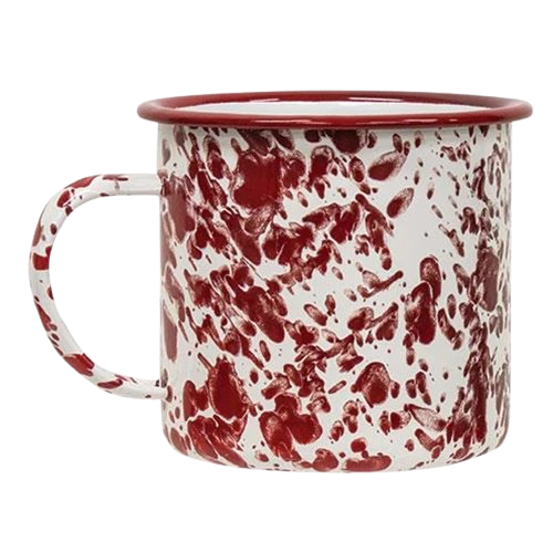 Red Splatter Enamel Soup Mug