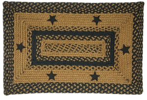 Black Star Braided Rectangle Rug