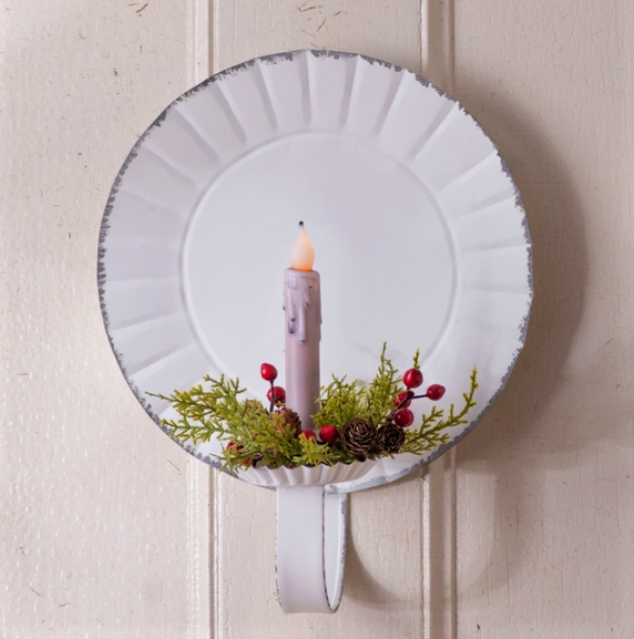 Rustic White Candle Sconce