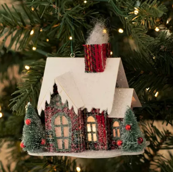 Lit Cottage Ornament.