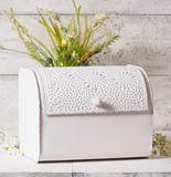 Rustic White Punched Tin Bread Box