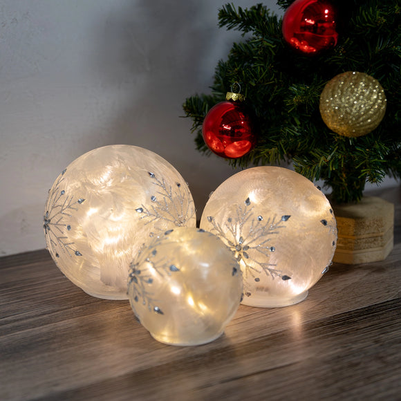 Glass Snowflake Globes Set of 3