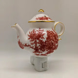 English Toile Red Teapot Night Light