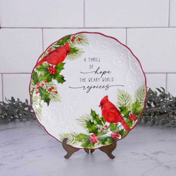 Cardinal and Holly Ceramic Plate