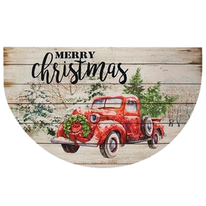 Red Truck Merry Christmas Welcome Mat