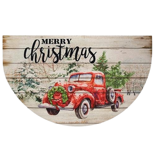 Red Truck Merry Christmas Welcome Mat