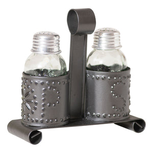 Salt and Pepper Shakers and Holder - Amethyst Designs Country Mercantile