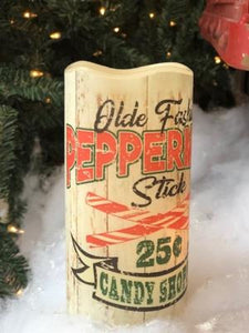 Old Fashioned Peppermint Led Timer Candle