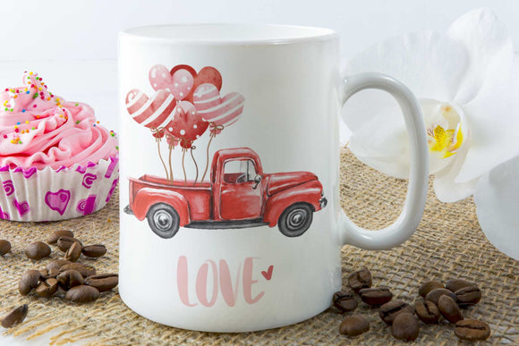 Red Truck with Hearts Mug