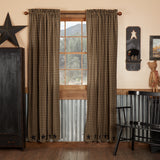 Set of 2 Black Star Scalloped Curtain Panels - Amethyst Designs Country Mercantile